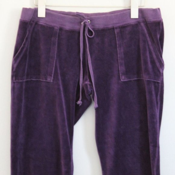 Juicy Couture Y2K Short Sleeve Velour Set Jacket Pants Purple Size Large H11834 - Picture 8 of 11